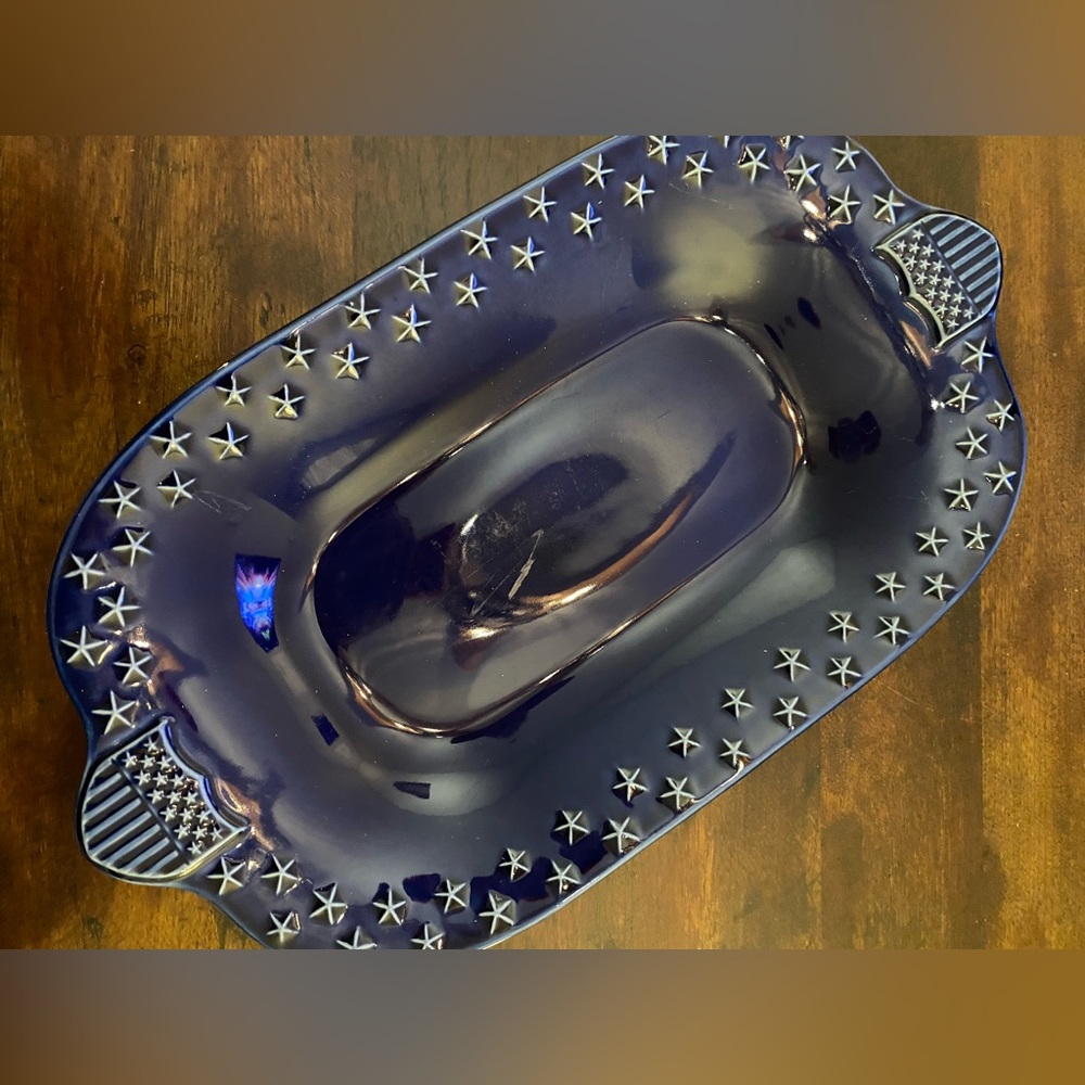 Longaberger Cobalt Blue Stars Serving Plate